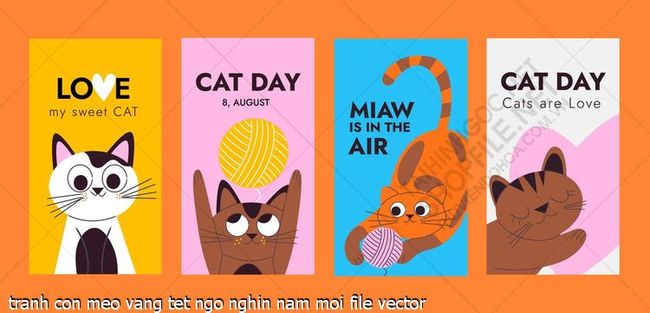tranh con meo vang tet ngo nghin nam moi file vector